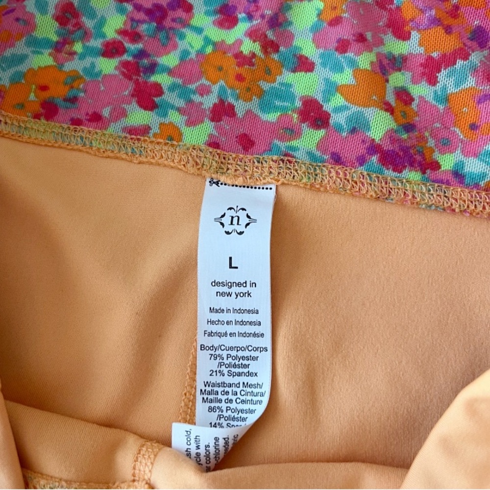 Natori Bright Fluorescent Tangerine Orange Athletic Bike Shorts - Picture 2 of 4